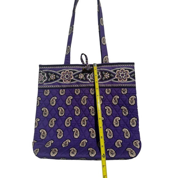 Vera Bradley Purple Paisley Quilted Tote Bag Floral Accents Cotton‎ - Picture 5 of 6
